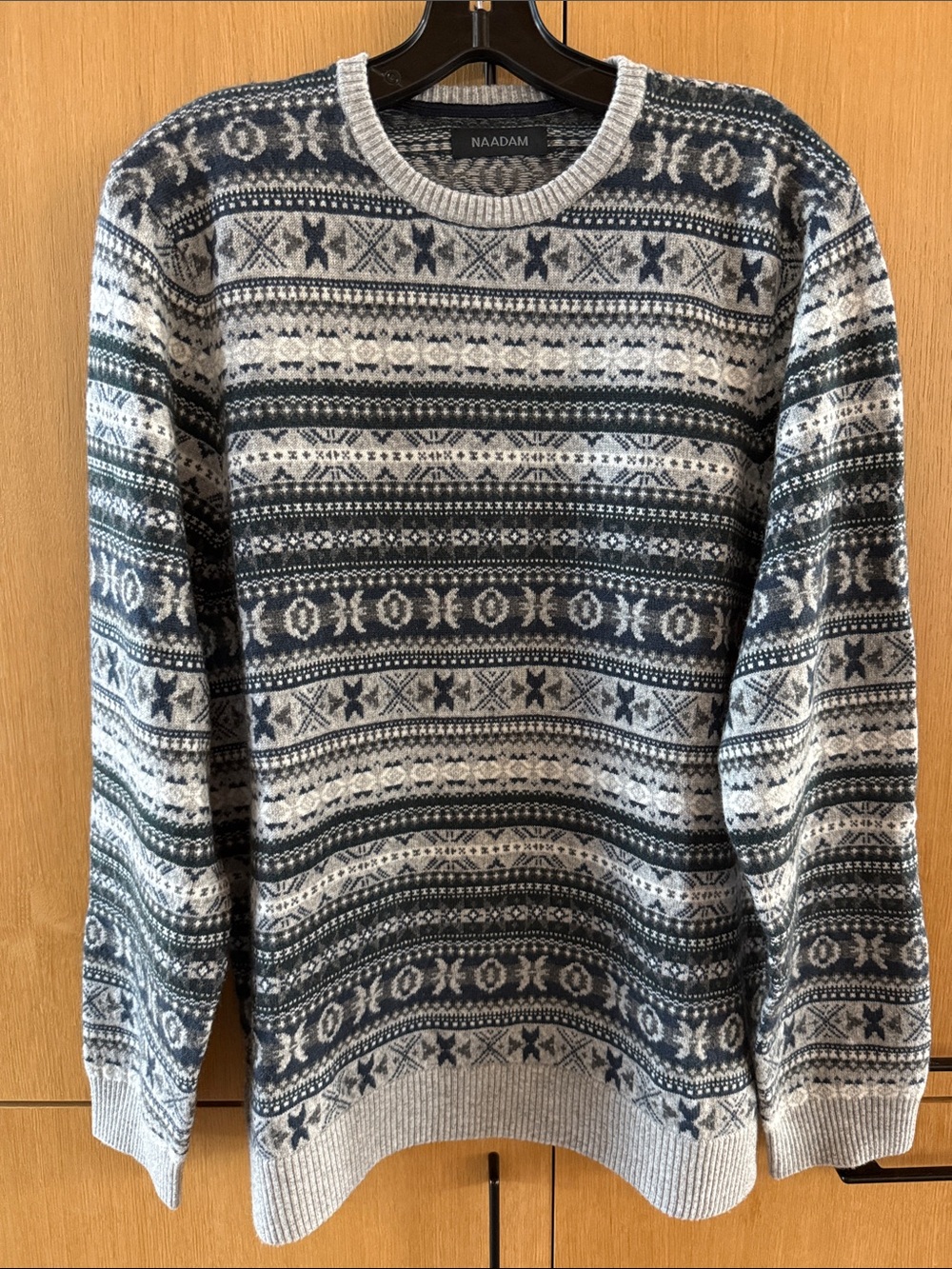 NAADAM Fair Isle Crewneck Wool Cashmere Blend Sweater Size Large